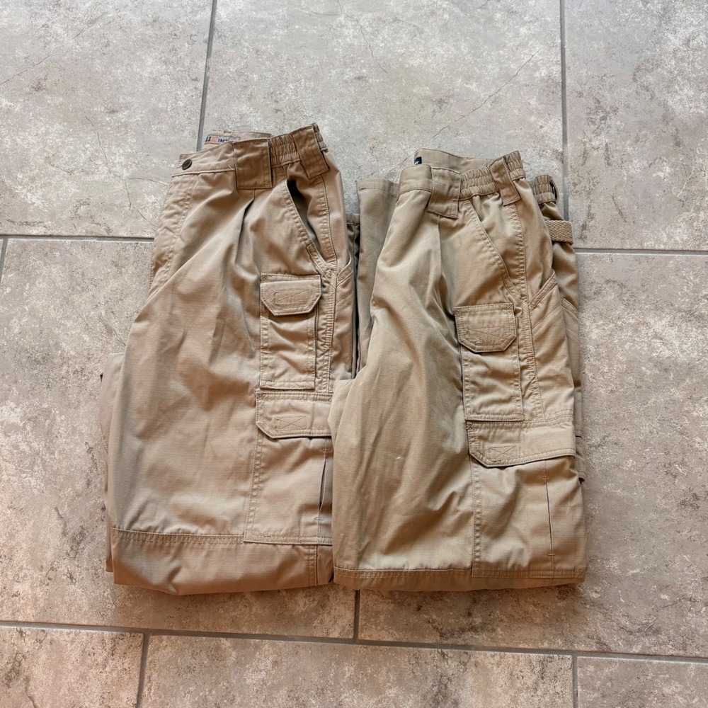 Lot 2 5.11 Tactical Series Pants Mens 34x32 Khaki Cargo Ripstop Work Hiking